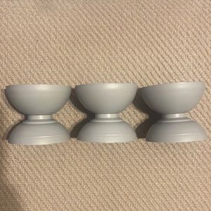 3 Grey toned Candle Holders